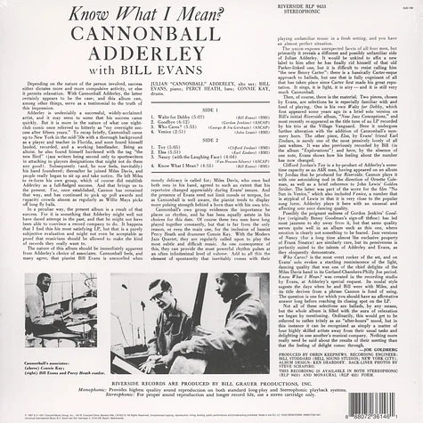 Cannonball Adderley / Bill Evans - Know What I Mean Back To Black Edition