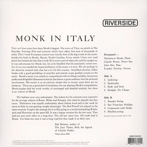 Thelonious Monk - In Italy Back To Black Edition