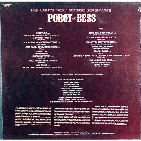 Mel Tormé, Frances Faye, Duke Ellington And His Orchestra, Russell Garcia And His Orchestra - Highlights From George Gershwin's "Porgy And Bess"