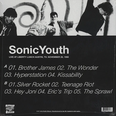 Sonic Youth - Live At Liberty Lunch, Austin, TX, November 26, 1988