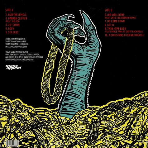 Run The Jewels (El-P + Killer Mike) - Run The Jewels Gold Yellow Colored Vinyl Edition
