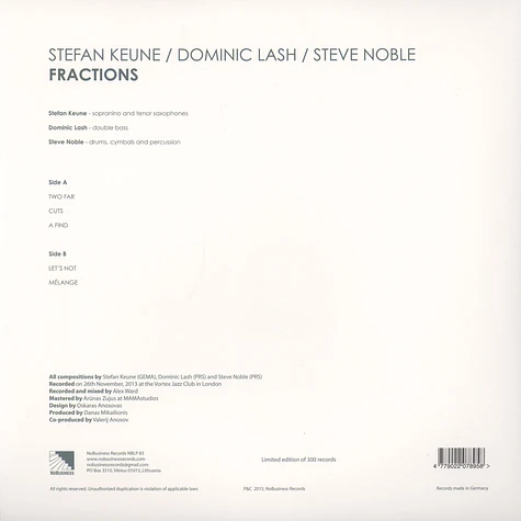Stefan Keune / Dominic Lash / Steve Noble - Fractions