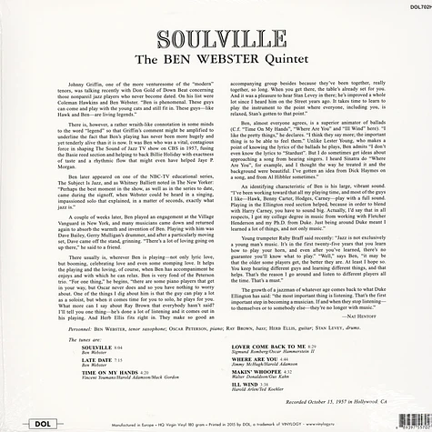 Ben Webster - Soulville 180g Vinyl Edition