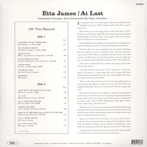 Etta James - At Last! 180g Vinyl Edition