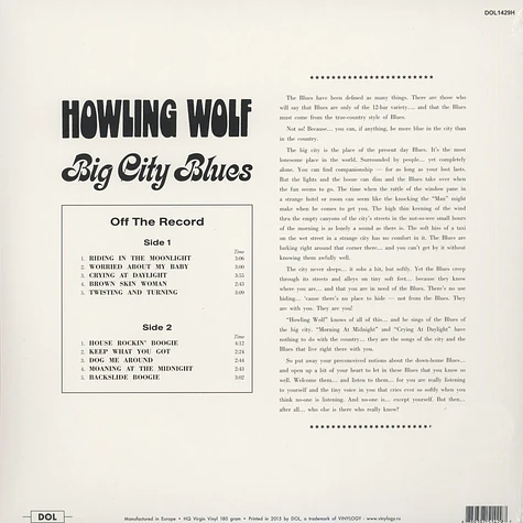 Howlin' Wolf - Big City Blues 180g Vinyl Edition