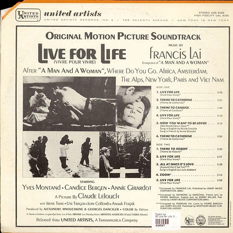 Francis Lai - Live For Life = Vivre Pour Vivre (Original Motion Picture Soundtrack)