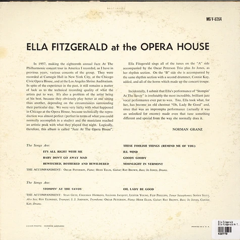 Ella Fitzgerald - Ella Fitzgerald At The Opera House