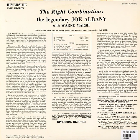 Joe Albany with Warne Marsh - The Right Combination