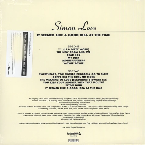 Simon Love - It Seemed Like A Good Idea At The Time