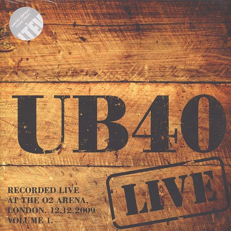 UB40 - Live 2009 - Volume 1 Clear Vinyl Edition