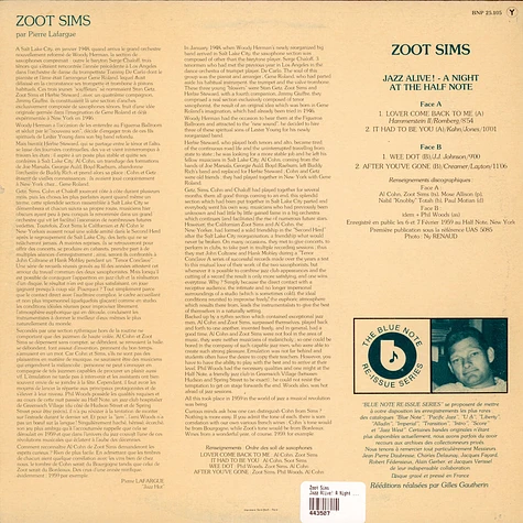 Zoot Sims - Jazz Alive! A Night At The Half Note