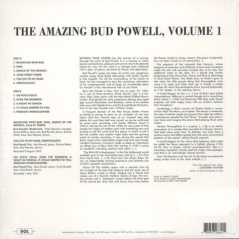 Bud Powell - The Amazing Bud Powell 180g Vinyl Edition