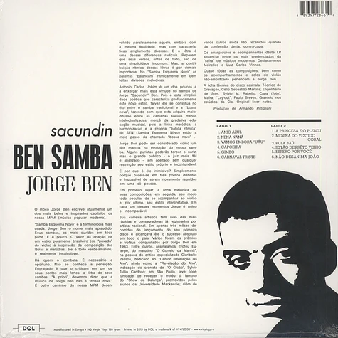 Jorge Ben - Secundin Ben Samba 180g Vinyl Edition