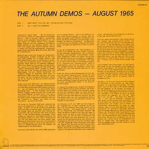 The Charlatans - The Autumn Demos - August 1965