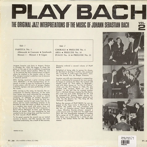 Jacques Loussier Trio - Play Bach Jazz Vol. 2