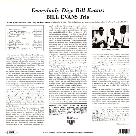Bill Evans - Everybody Digs Bill Evans 180g Vinyl Edition