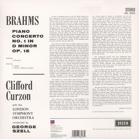 Curzon & Szell With The London Synphony Orchestra - Brahms: Klavierkonzert Nr. 1