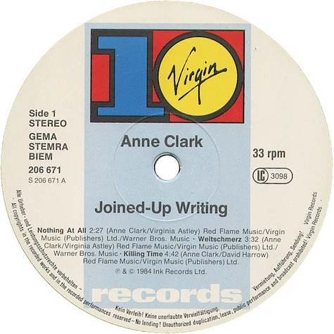 Anne Clark - Joined Up Writing