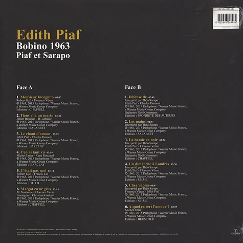 Edith Piaf - Bobino 1963: Piaf Et Srapo