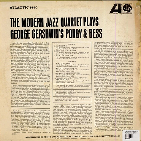 The Modern Jazz Quartet - The Modern Jazz Quartet Plays George Gershwin's Porgy & Bess