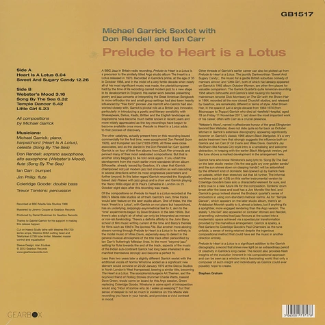 Michael Garrick Sextett / Don Rendell / Ian Carr - Prelude To Heart Is A Lotus