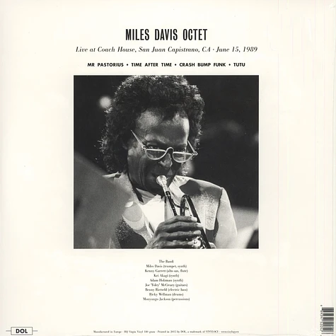Miles Davis Octet - Live At Coach House In San Juan Capistrano, CA June 15, 1989 180g Vinyl Edition