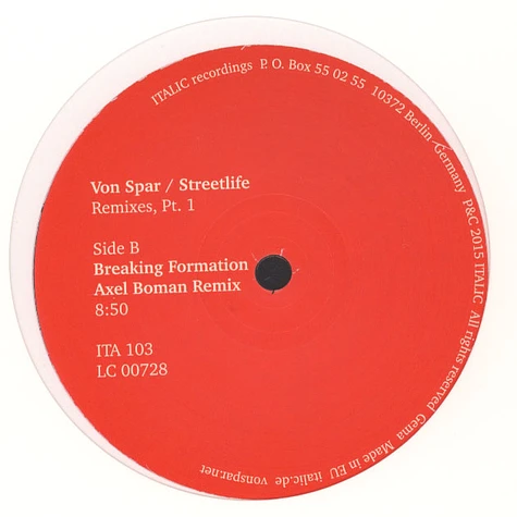Von Spar - Streetlife Remixes Part 1