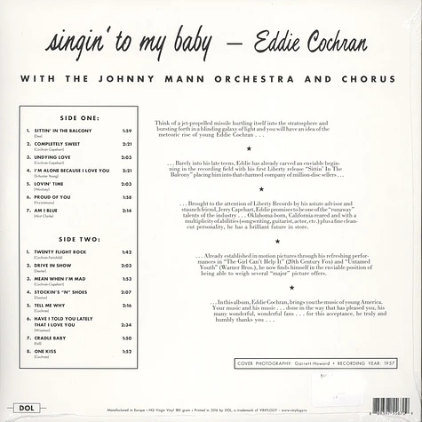 Eddie Cochran - Singing’ To My Baby 180g Vinyl Edition