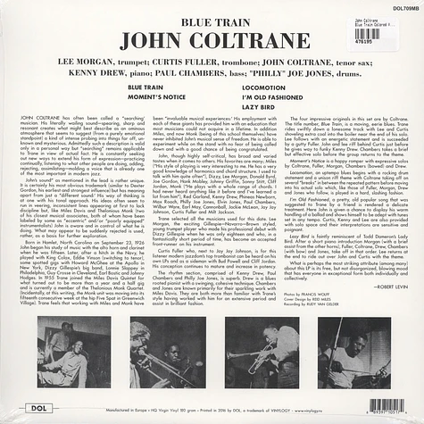 John Coltrane - Blue Train Colored Vinyl Edition