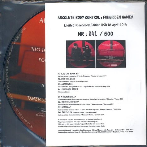 Absolute Body Control - Forbidden Games Picture Disc Edition