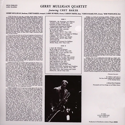 The Gerry Mulligan Quartet - Gerry Mulligan Quartet Feat. Chet Baker