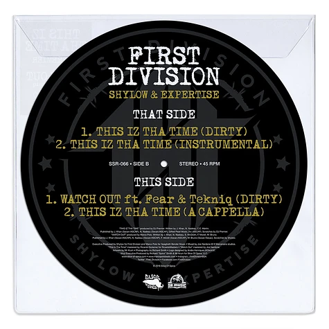 First Division - This Iz Tha Time Picture Disc Edition
