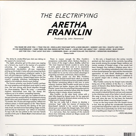 Aretha Franklin - The Electrifying 180g Vinyl Edition