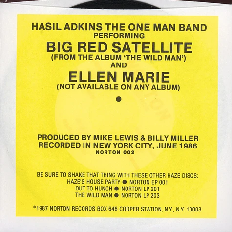 Hasil Adkins - Big Red Satellite / Ellen Marie