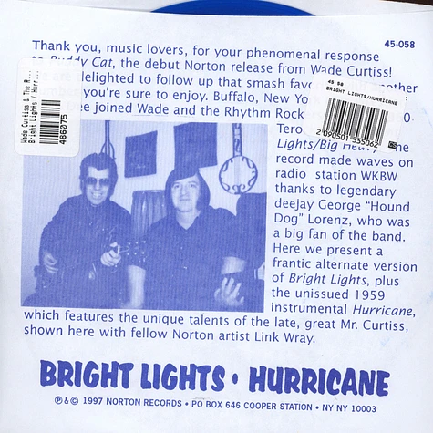 Wade Curtiss & The Rhythm Rockers - Bright Lights / Hurricane