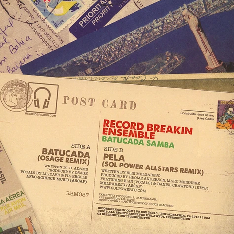 Record Breakin' Ensemble - Batucada (Osage Remix) / Pela (Sol Power All-Stars Remix)