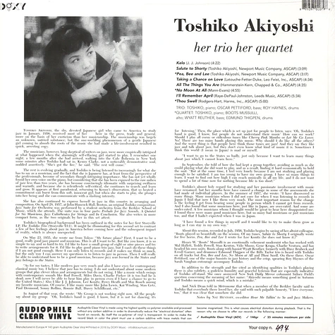 Toshiko Akiyoshi - Her Trio Her Quartet