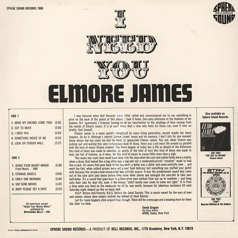 Elmore James - I Need You