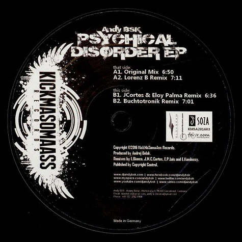 Andy BSK - Psychical Disorder EP