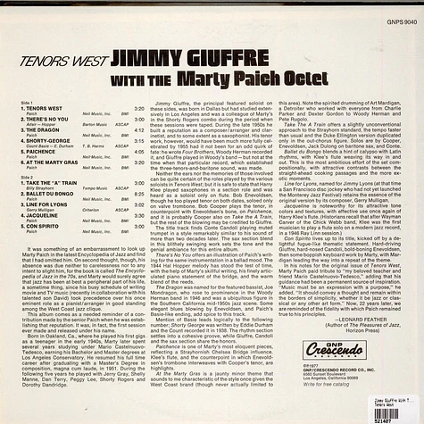 Jimmy Giuffre With The Marty Paich Octet - Tenors West