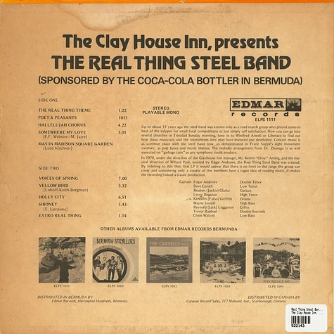 The Real Thing Steel Band - The Clay House Inn, Presents The Real Thing Steel Band