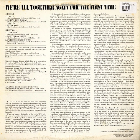 Dave Brubeck - We're All Together Again For The First Time