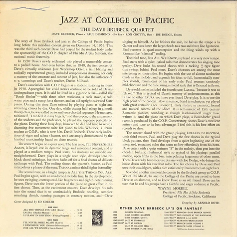 The Dave Brubeck Quartet Featuring Paul Desmond - Jazz At The College Of The Pacific