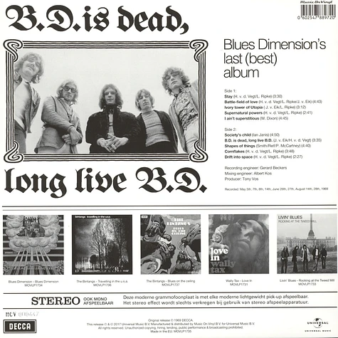 Blues Dimension - B.D. Is Dead, Long Live B.D. Blue Vinyl Edition