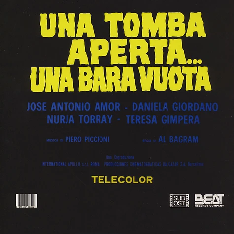 Piero Piccioni - Una Tomba Aperta... Una Bara Vuota Black Vinyl Edition