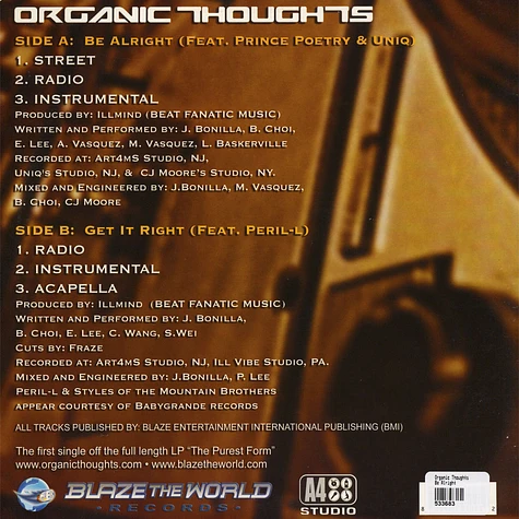 Organic Thoughts - Be Alright / Get It Right