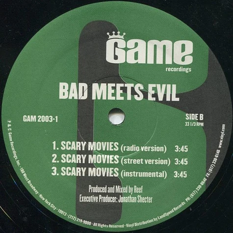 Bad Meets Evil Featuring Eminem aka Slim Shady And Royce Da 5'9" - Nuttin' To Do / Scary Movies