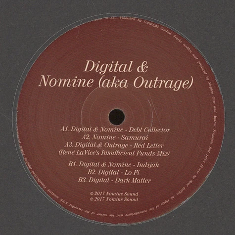 Digital & Nomine aka Outrage - Debt Collector EP Feat. Rene La Vice