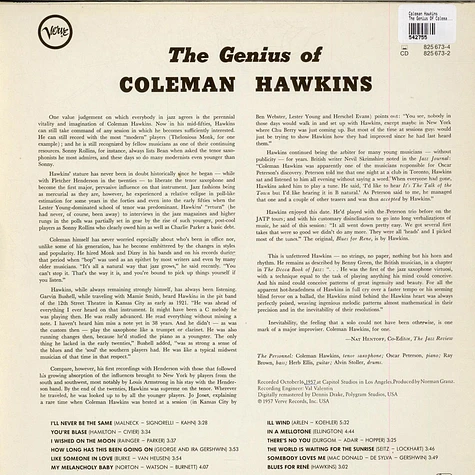 Coleman Hawkins - The Genius Of Coleman Hawkins