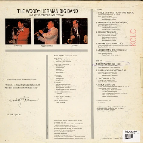 The Woody Herman Big Band - Live At The Concord Jazz Festival